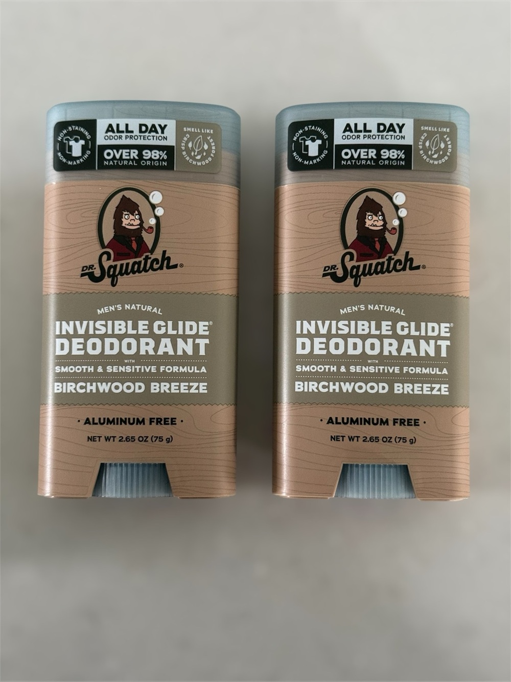 2 Brand New Dr. Squatch Invisible Glide Deodorant Birchwood Breeze
